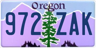 OR license plate 972ZAK