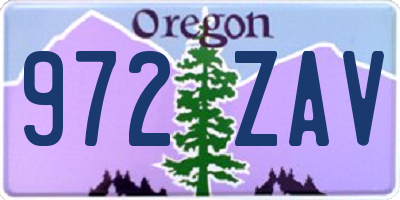 OR license plate 972ZAV