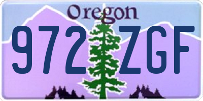 OR license plate 972ZGF