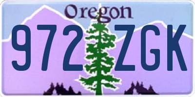 OR license plate 972ZGK