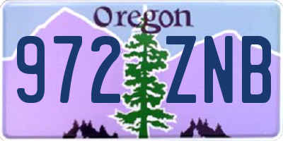 OR license plate 972ZNB