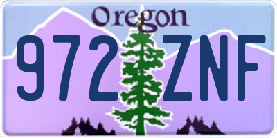 OR license plate 972ZNF