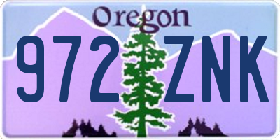 OR license plate 972ZNK