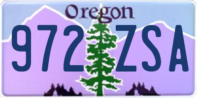 OR license plate 972ZSA