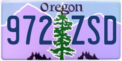 OR license plate 972ZSD