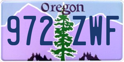 OR license plate 972ZWF