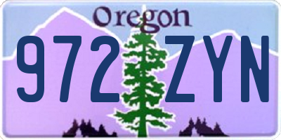 OR license plate 972ZYN