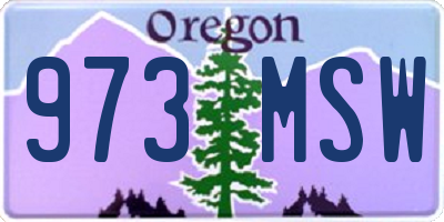 OR license plate 973MSW