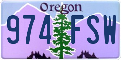 OR license plate 974FSW