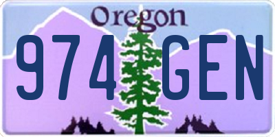 OR license plate 974GEN