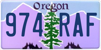 OR license plate 974RAF