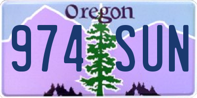 OR license plate 974SUN