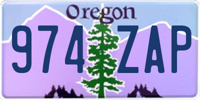 OR license plate 974ZAP