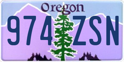OR license plate 974ZSN