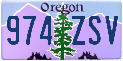 OR license plate 974ZSV