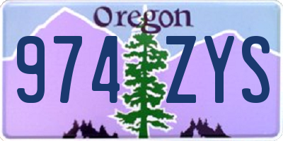 OR license plate 974ZYS