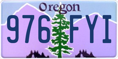 OR license plate 976FYI