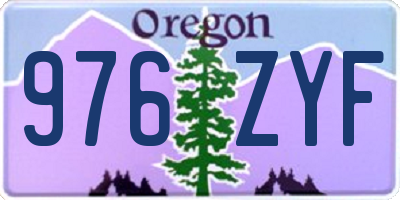 OR license plate 976ZYF