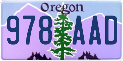 OR license plate 978AAD