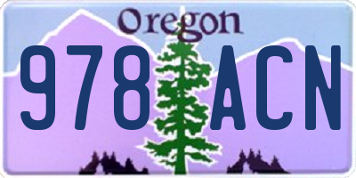 OR license plate 978ACN