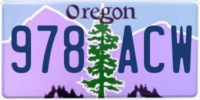 OR license plate 978ACW