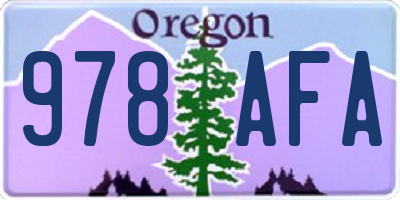 OR license plate 978AFA