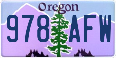 OR license plate 978AFW