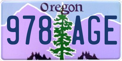 OR license plate 978AGE