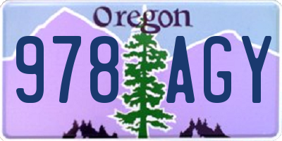 OR license plate 978AGY