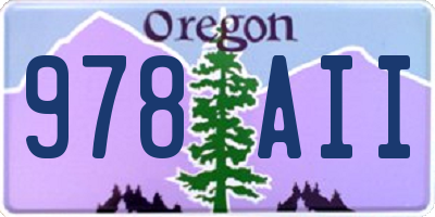 OR license plate 978AII