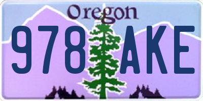 OR license plate 978AKE