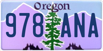 OR license plate 978ANA