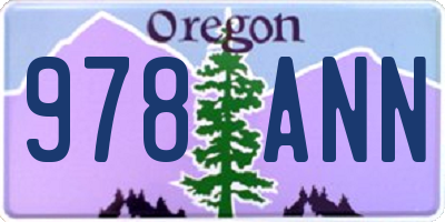 OR license plate 978ANN