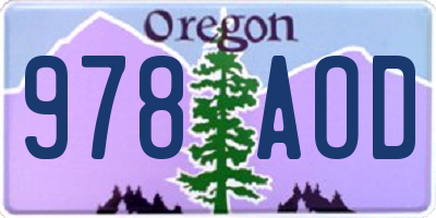 OR license plate 978AOD