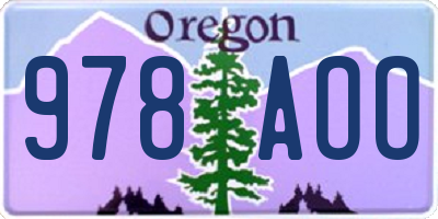 OR license plate 978AOO