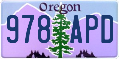 OR license plate 978APD