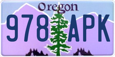 OR license plate 978APK