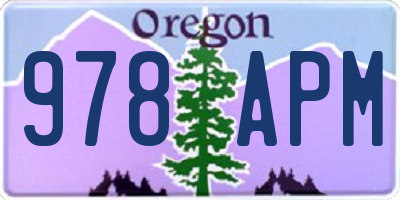 OR license plate 978APM