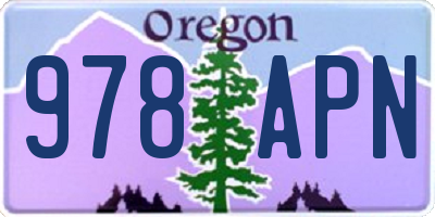 OR license plate 978APN