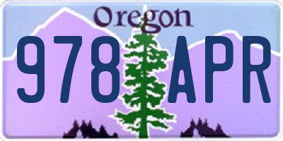 OR license plate 978APR