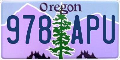 OR license plate 978APU