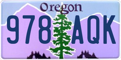 OR license plate 978AQK