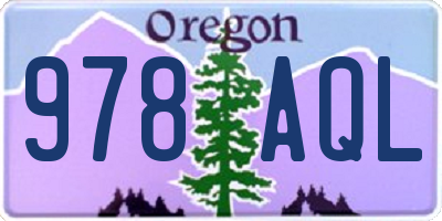 OR license plate 978AQL