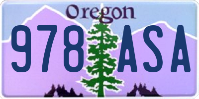OR license plate 978ASA