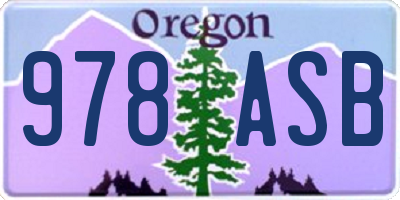 OR license plate 978ASB