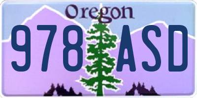 OR license plate 978ASD