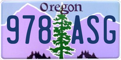 OR license plate 978ASG