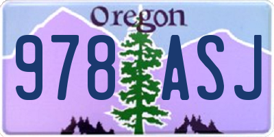 OR license plate 978ASJ