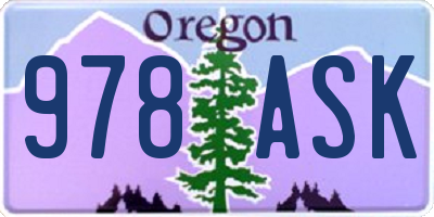 OR license plate 978ASK
