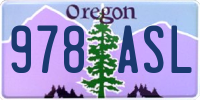 OR license plate 978ASL